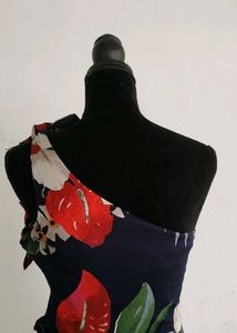 Zara One Shoulder Dress With Side Cut Out