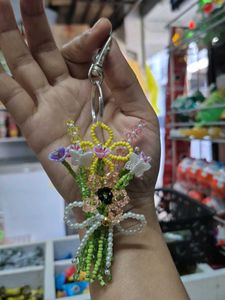 Handcrafted Beaded Flower Keychain