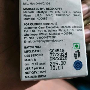DERMDOC 10% Niacinamide Face Serum