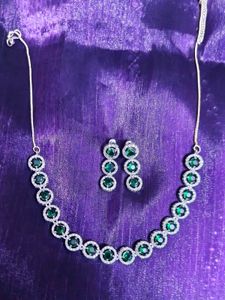 American Diamond Emeald Jewellery Set