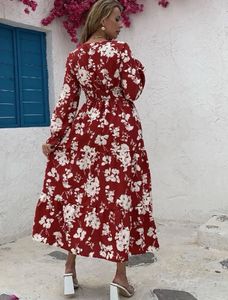 Maroon Floral Print Dress