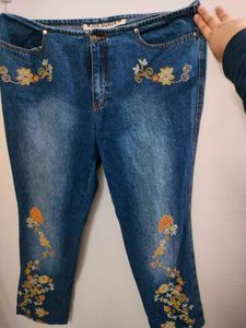 Floral Embroidered Jeans