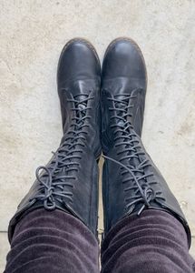 Stylish Black Lace-Up Combat Boots