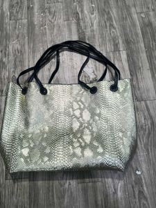 Metallic Snake Print Tote