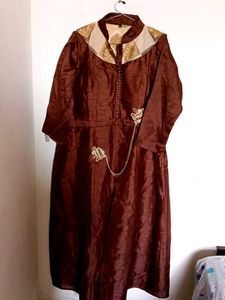 Brown Embroided Kurta