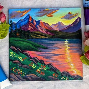 Mini Mountain Lake landscape Painting