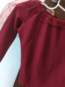 Stylish Maroon Top with Ruffles