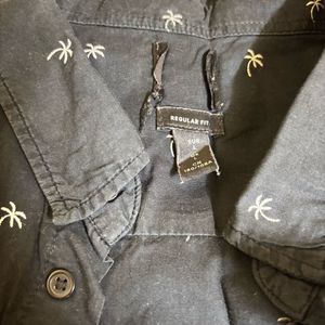 Palm Tree Print Button-Down Shirt