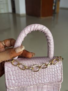 Chic Lilac Croc Embossed Mini Bag w/ Gold Chain