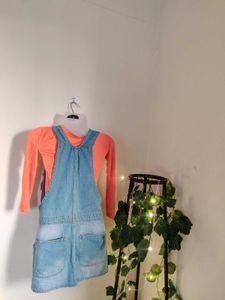 ✨COMBO✨Denim Dungaree With Statement Top