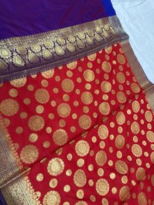 Bright Red and Purple Banarasi Heavy Dupatta