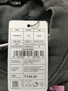 Nuon Grey Oversized Sweatshirt