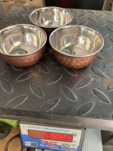 Hammered Double Wall Stainless Steel &amp; Copper Sambar / Chutney Cup (3 Piece Set - 360gms)