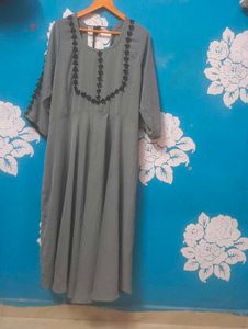 Elegant Grey Embroidered Kurta anarkali