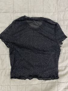 Sparkly Sheer Black Crop Top