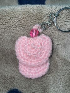 Crochet Pink Angle Keychain