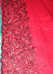 Red Embroidered Black Stone Saree
