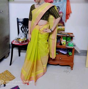 Elegant Green &amp; Gold Saree