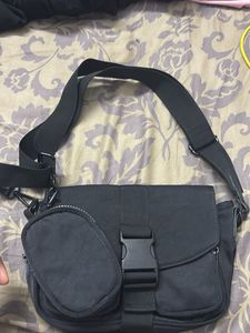Black Crossbody Bag with Coin Pouch