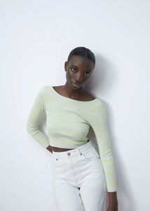 Zara Stripe Knit Ribbed Top