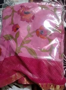 Pink Floral Saree