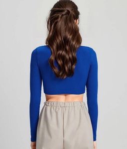 Stylish Blue Long Sleeve Crop Top
