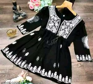 Embroidered Black Tunic Top