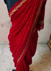 hand work 😍💯 red ♥️ Georgette ✨ Saree