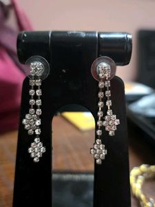 Sparkling Silver Drop Earrings and Bracelet