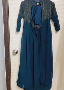 Elegant Teal Embellished Indian Outfit