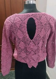 Pink Knit V-Neck Sweater