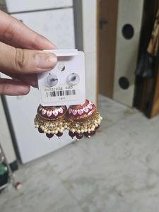 Red Jhumka Earrings