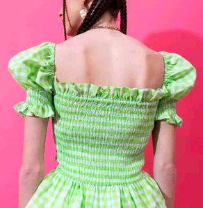 Gingham Peplum Top