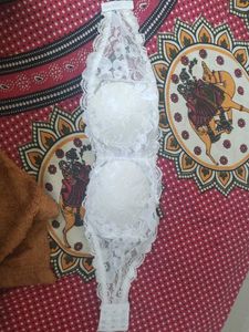 White Strapless Lace Bra