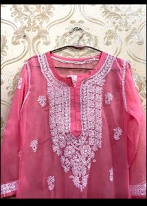Elegant Peach Embroidered Kurta