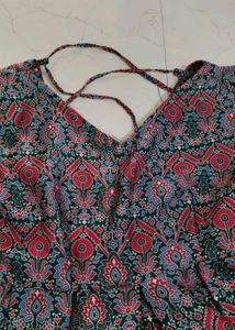 Paisley Print V-Neck Dress