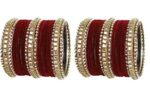 velvet Mahroon bangles set