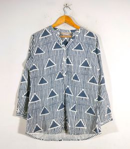 Grey And White Triangle Print Tunics (Women's)