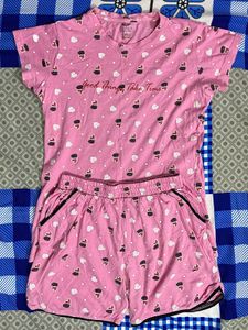 Cute Pink Heart Night Pajama Set