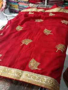 Red Embroidered Saree