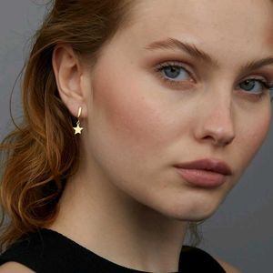 Star Charm Hoop Earrings
