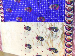 Elegant Blue &amp; Cream Saree