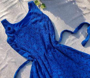 Cute Blue A - Line Dress 😍