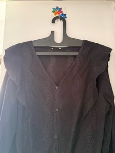 Ruffled Black Blouse