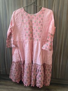 Pink Pom Poms Short Kurti One Piece