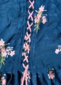 Floral Print Tie Front Kurti 👗💙😍