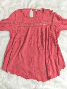 Coral Embroidered Top