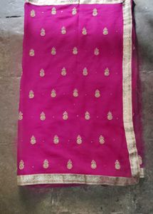 Magenta Embroidery Ethnic Saree