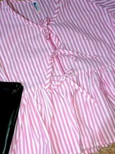 Pink Striped Tie Top