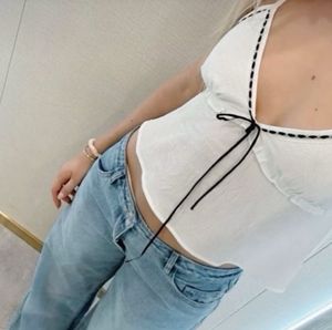 White Cami Top with Ribbon Detail